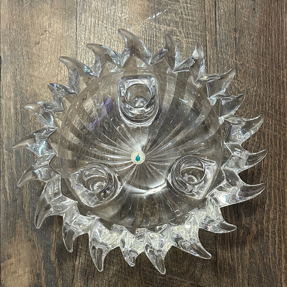 PartyLite‎ Aurora Sunburst Crystal Centerpiece Taper Candleholder 10" footed